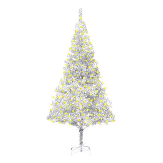 Artificial Pre-lit Christmas Tree with Stand Silver 82.7" PET