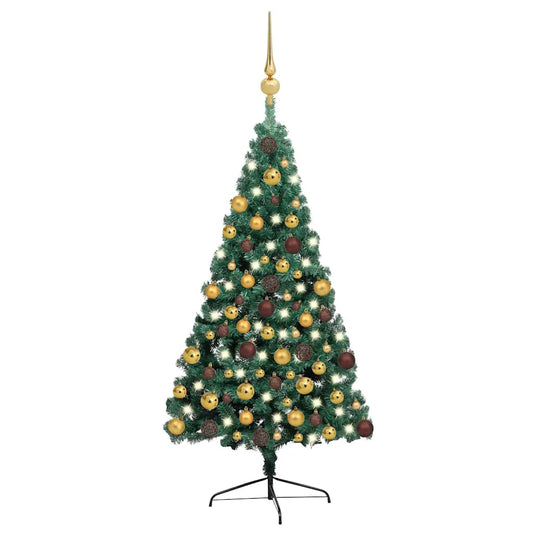 Artificial Half Christmas Tree Green, Shiny Gold, Matte Gold, Bronze