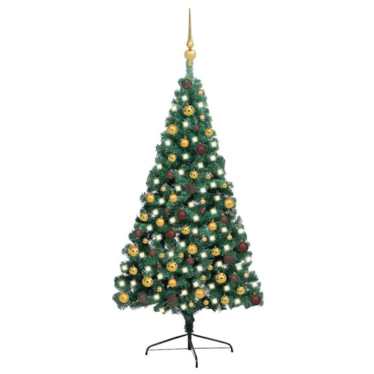 Artificial Half Christmas Tree Green, shiny gold, matte gold, bronze