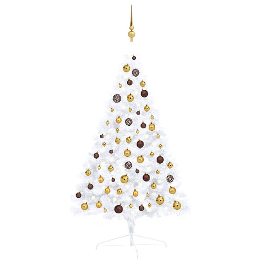 Artificial Half Pre-lit Christmas Tree with Ball Set White 47.2"