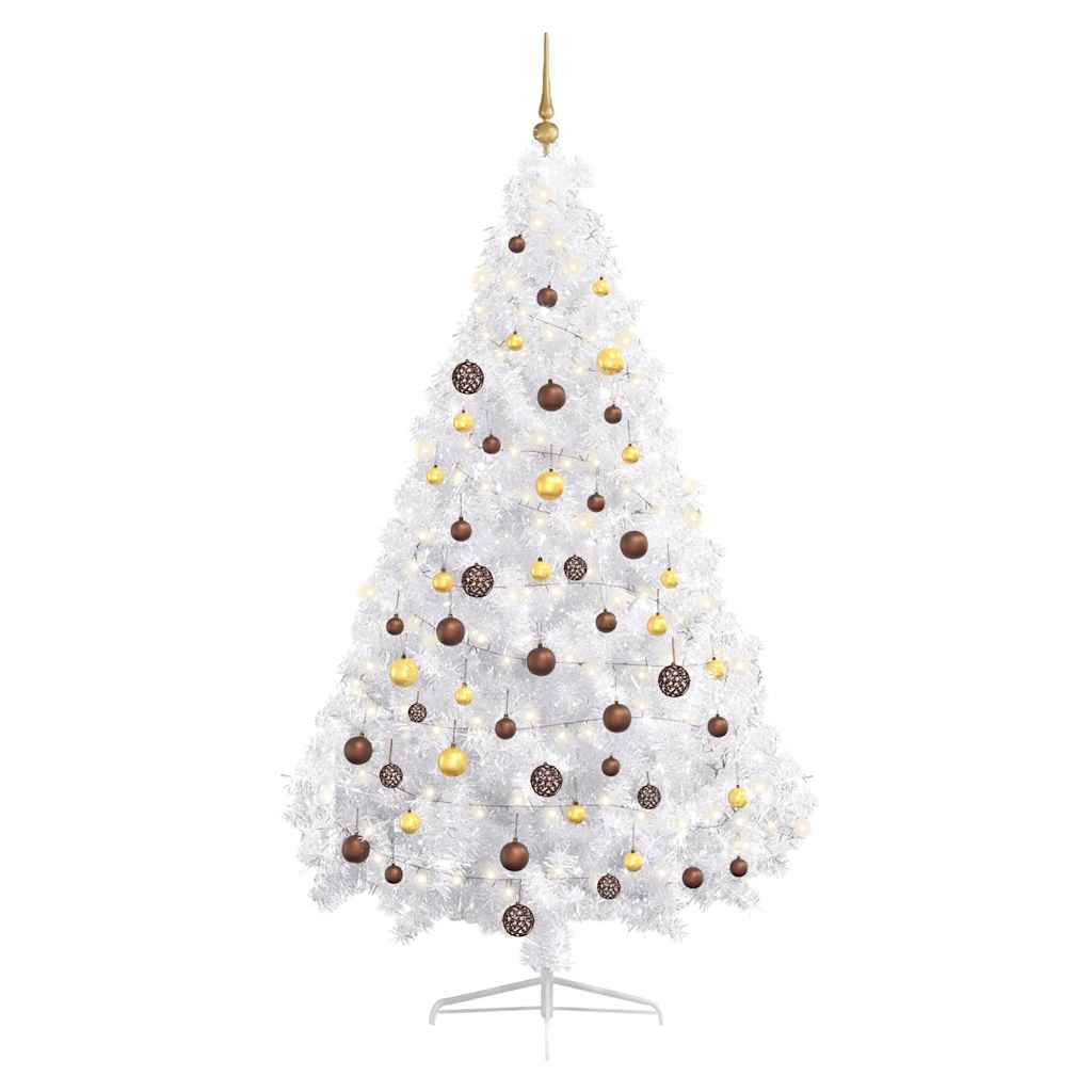 Artificial Half Pre-lit Christmas Tree with Ball Set White 70.9"