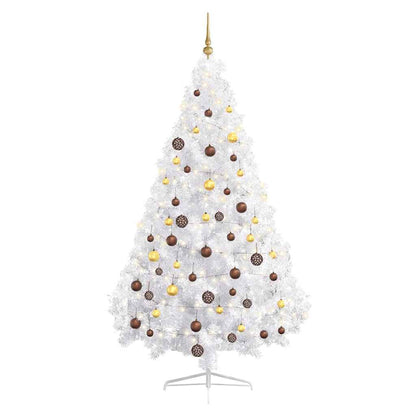 Artificial Half Pre-lit Christmas Tree with Ball Set White 70.9"