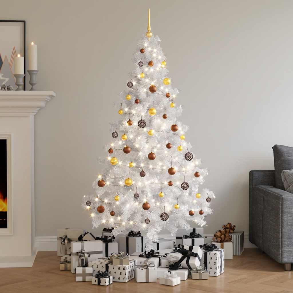 Artificial Half Pre-lit Christmas Tree with Ball Set White 70.9"