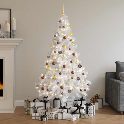 Artificial Half Pre-lit Christmas Tree with Ball Set White 70.9"