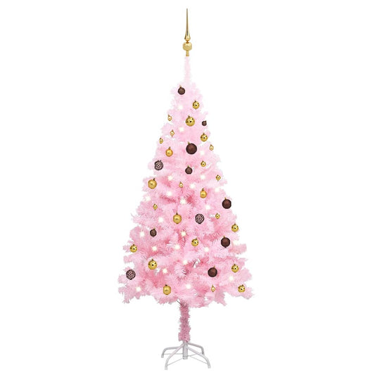 Artificial Christmas Tree Pink PVC, Steel, Plastic