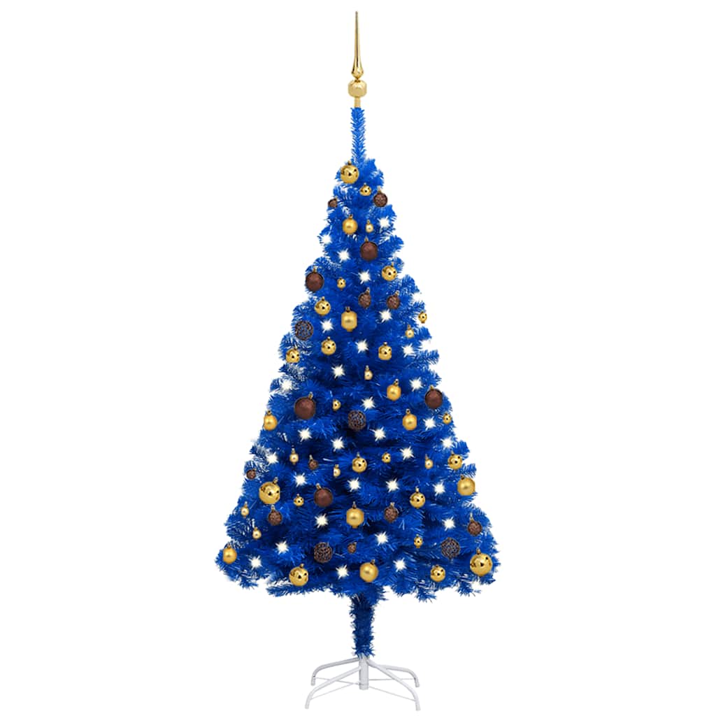 Artificial Christmas Tree Blue PVC, Steel, Plastic 59.1 in