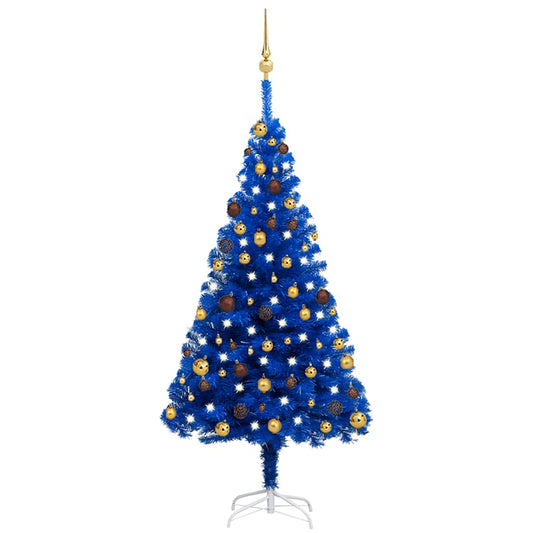 Artificial Christmas Tree Blue PVC, Steel, Plastic 59.1 in