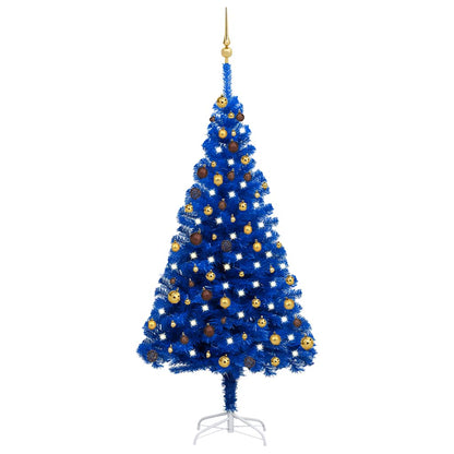 Artificial Pre-lit Christmas Tree with Ball Set Blue 70.9" PVC