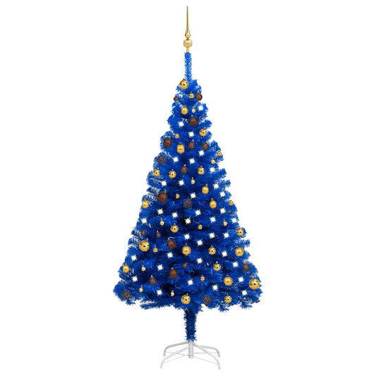 Artificial Pre-lit Christmas Tree with Ball Set Blue 70.9" PVC