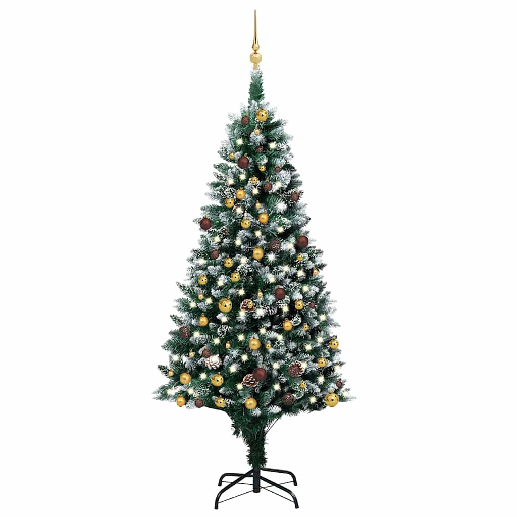 Artificial Christmas Tree with LEDs&Ball Set&Pinecones 82.7"