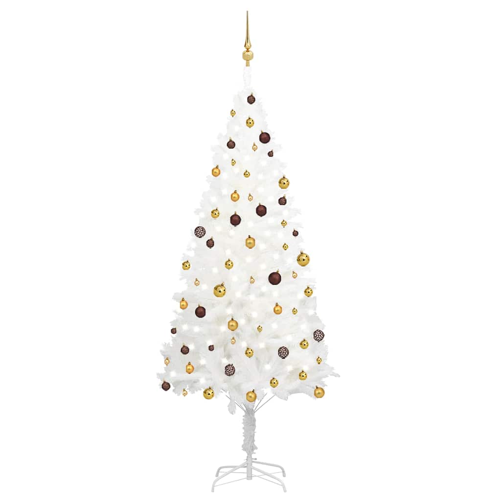 Artificial Pre-lit Christmas Tree with Ball Set White 94.5"