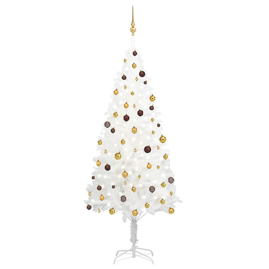 Artificial Pre-lit Christmas Tree with Ball Set White 94.5"