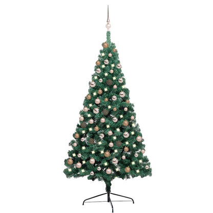 Artificial Half Pre-lit Christmas Tree with Ball Set Green 70.9"