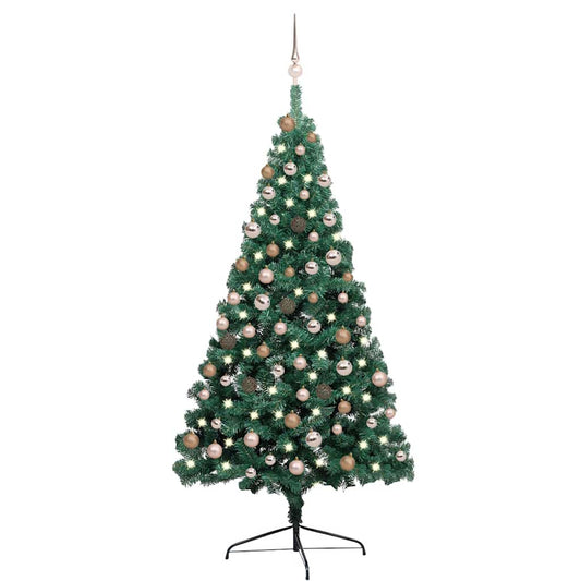 Artificial Half Pre-lit Christmas Tree with Ball Set Green 70.9"