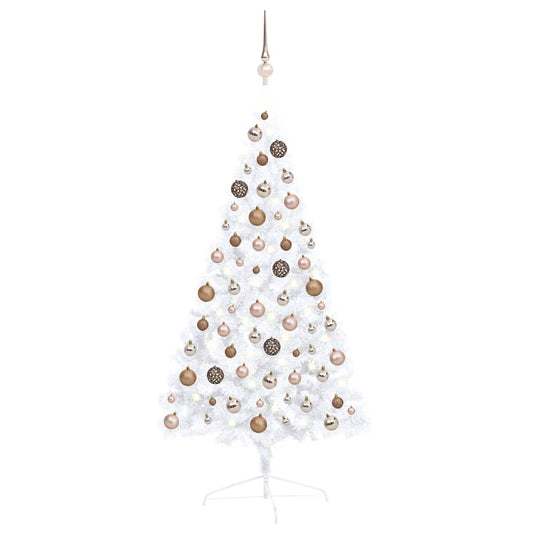 Artificial Half Pre-lit Christmas Tree with Ball Set White 47.2"