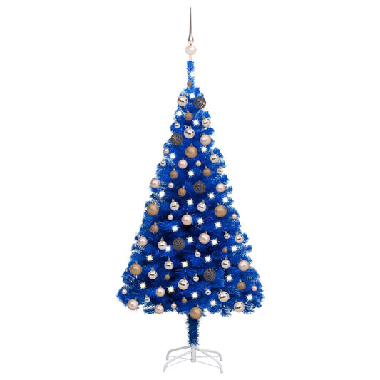 Artificial Pre-lit Christmas Tree with Ball Set Blue 47.2" PVC