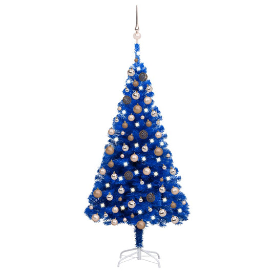 Artificial Pre-lit Christmas Tree with Ball Set Blue 59.1" PVC