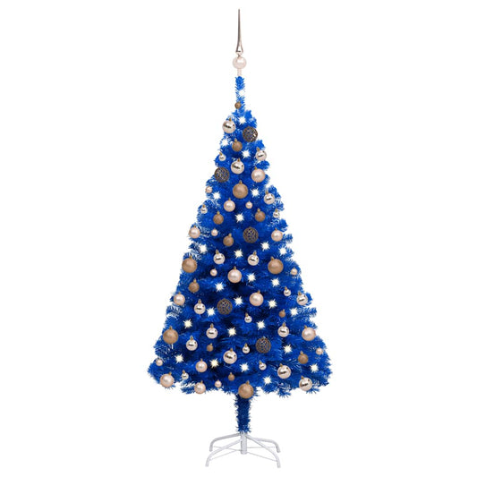 Artificial Pre-lit Christmas Tree with Ball Set Blue 70.9" PVC