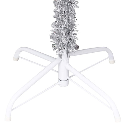 Artificial Pre-lit Christmas Tree with Ball Set Silver 59.1" PET