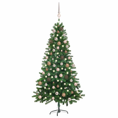 Artificial Pre-lit Christmas Tree with Ball Set 70.9" Green
