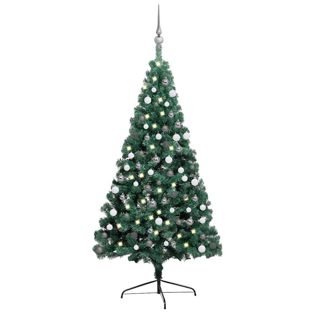 Fake Half Christmas Tree Green PVC, Steel 82.7 in Half Size