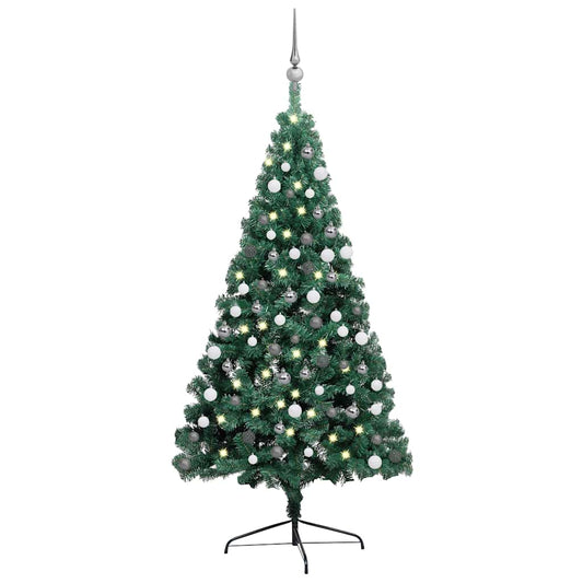 Fake Half Christmas Tree Green PVC, Steel 82.7 in Half Size