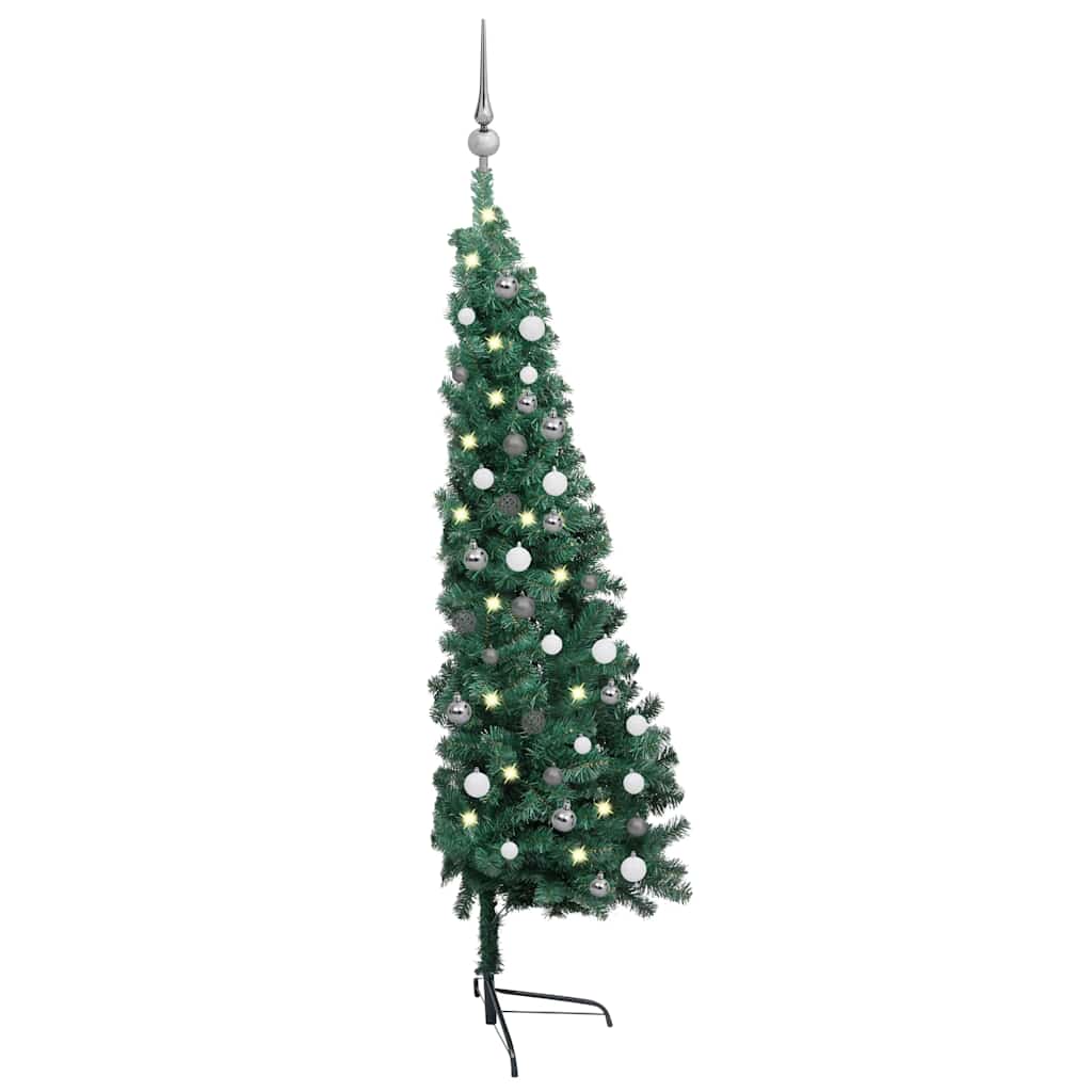 Fake Half Christmas Tree Green PVC, Steel 82.7 in Half Size