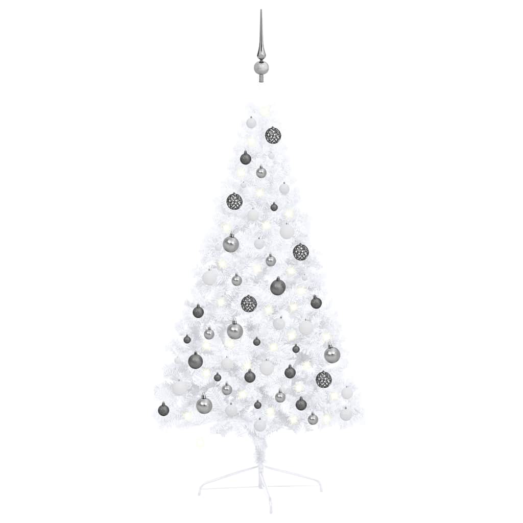 Artificial Half Pre-lit Christmas Tree with Ball Set White 47.2"