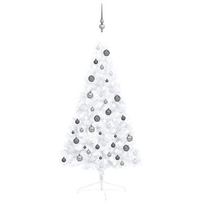Artificial Half Pre-lit Christmas Tree with Ball Set White 47.2"