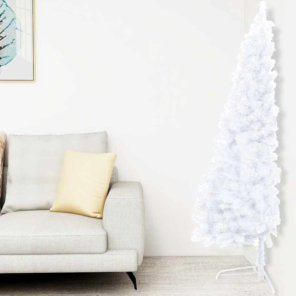 Artificial Half Pre-lit Christmas Tree with Ball Set White 47.2"
