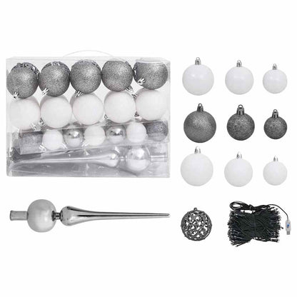 Artificial Half Pre-lit Christmas Tree with Ball Set White 47.2"