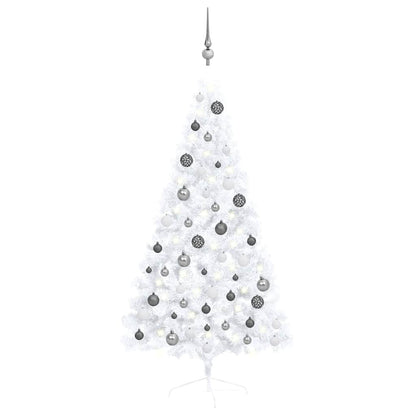 Artificial Half Pre-lit Christmas Tree with Ball Set White 59.1"