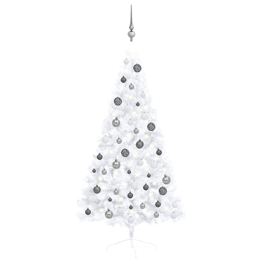 Artificial Half Pre-lit Christmas Tree with Ball Set White 59.1"