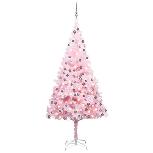 Artificial Christmas Tree Pink PVC Medium Faux Tree Cone-shaped
