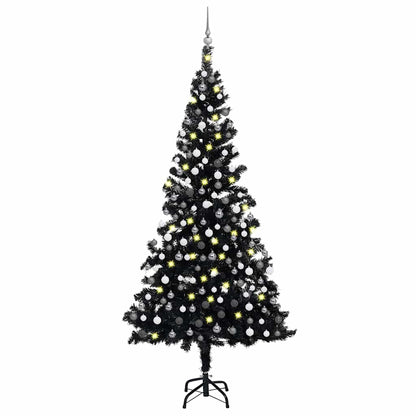 Artificial Pre-lit Christmas Tree with Ball Set Black 82.7" PVC