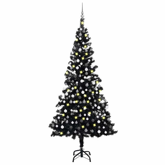 Artificial Pre-lit Christmas Tree with Ball Set Black 82.7" PVC