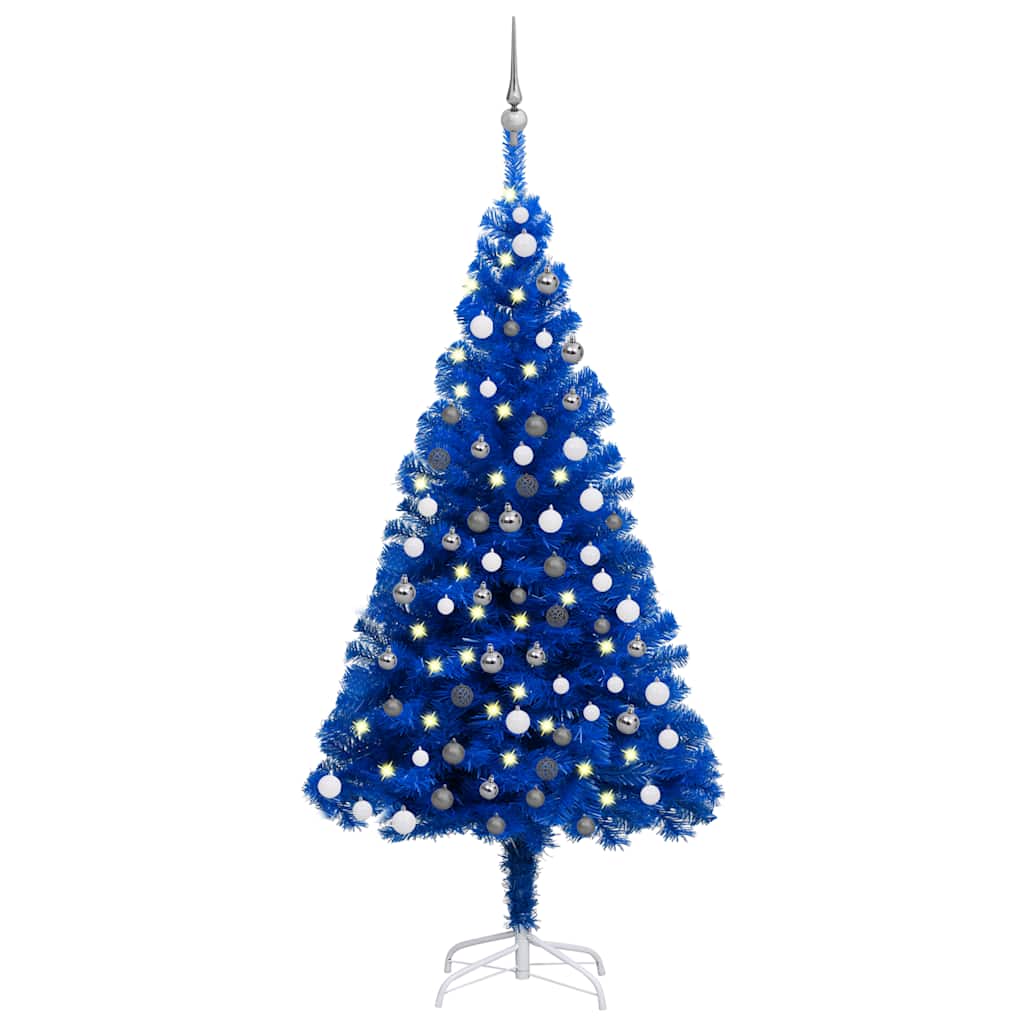 Artificial Pre-lit Christmas Tree with Ball Set Blue 70.9" PVC