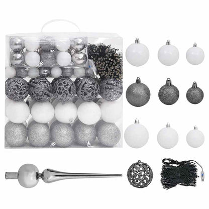 Artificial Pre-lit Christmas Tree with Ball Set Silver 94.5" PET