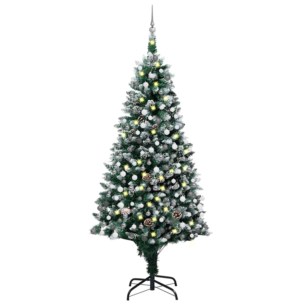 Artificial Christmas Tree with LEDs&Ball Set&Pine Cones 82.7"