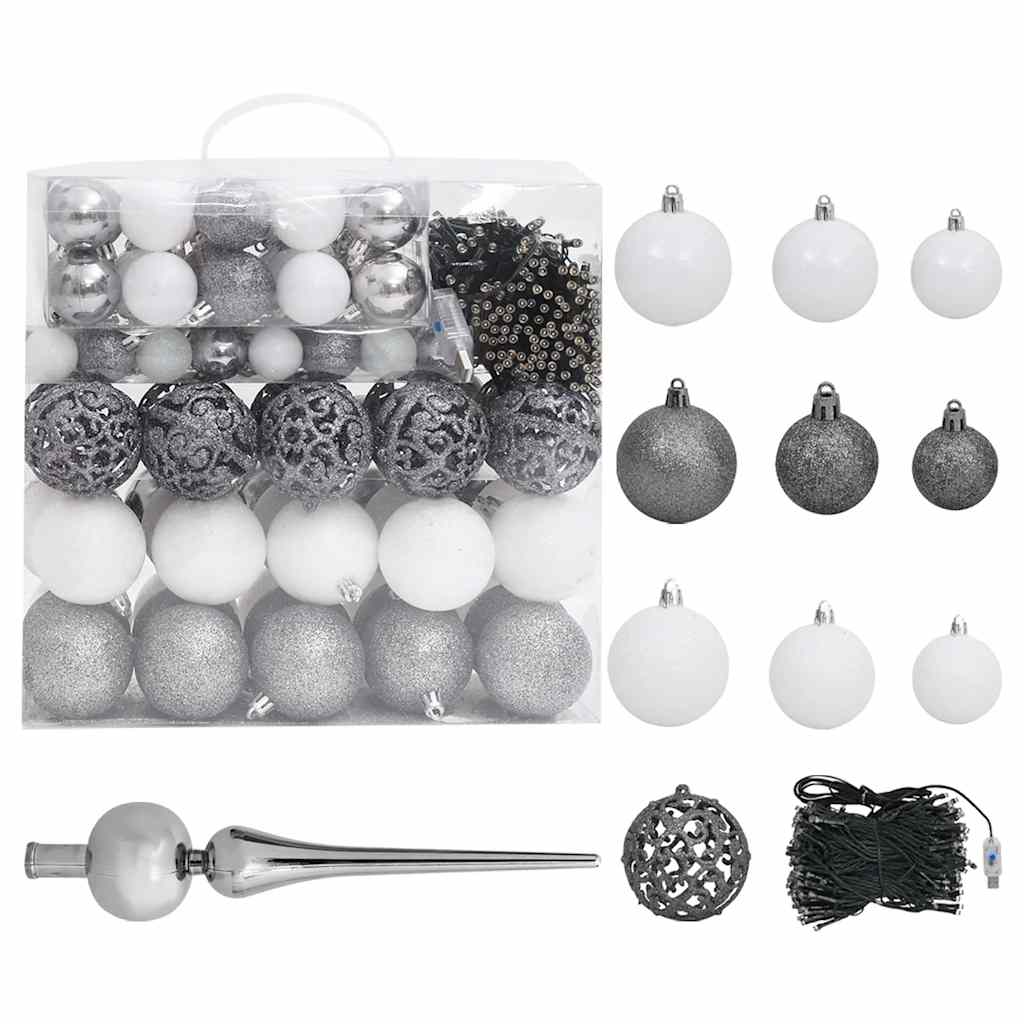Artificial Christmas Tree with LEDs&Ball Set&Pine Cones 94.5"