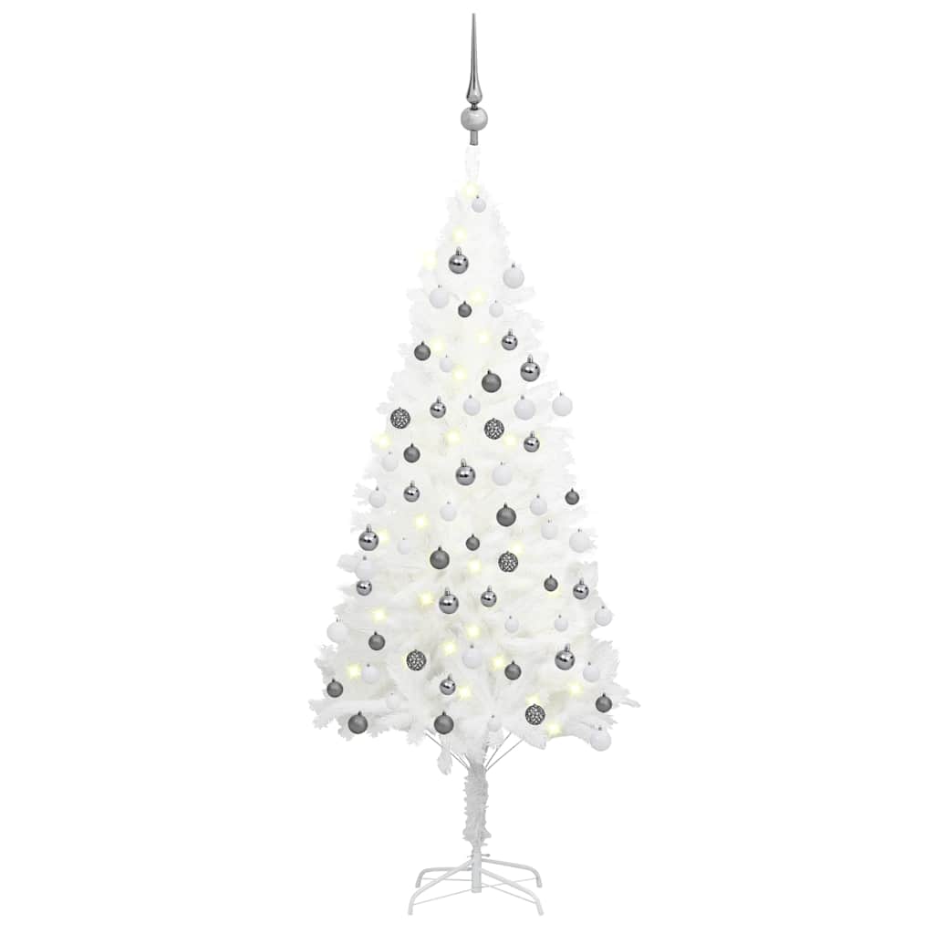Artificial Pre-lit Christmas Tree with Ball Set White 47.2"