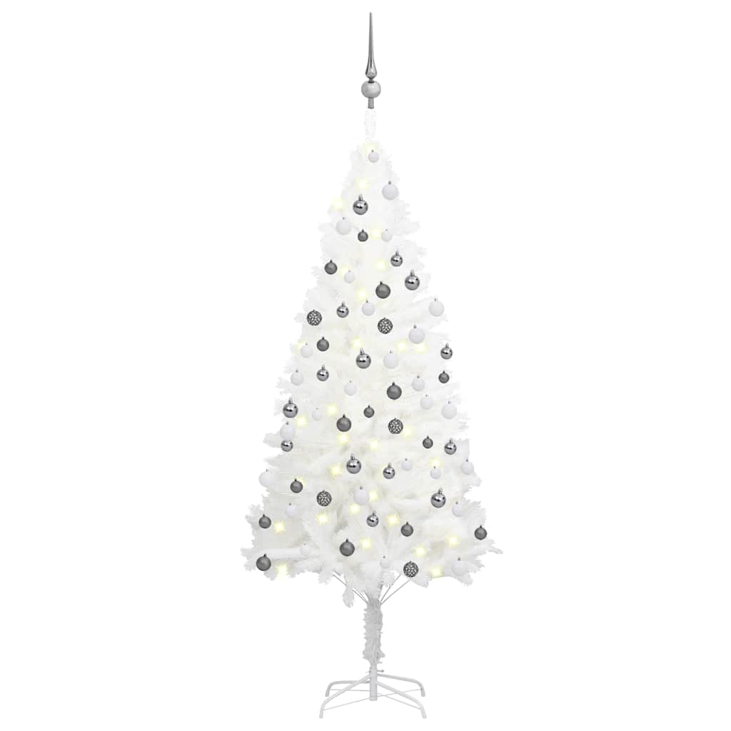 Artificial Pre-lit Christmas Tree with Ball Set White 59.1"