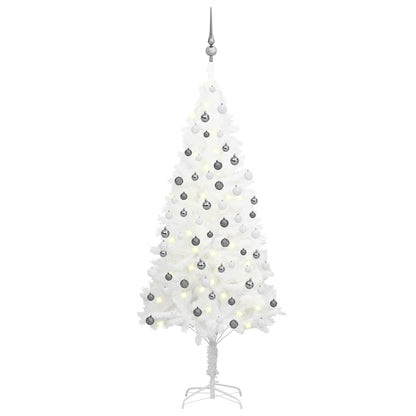 Artificial Pre-lit Christmas Tree with Ball Set White 59.1"