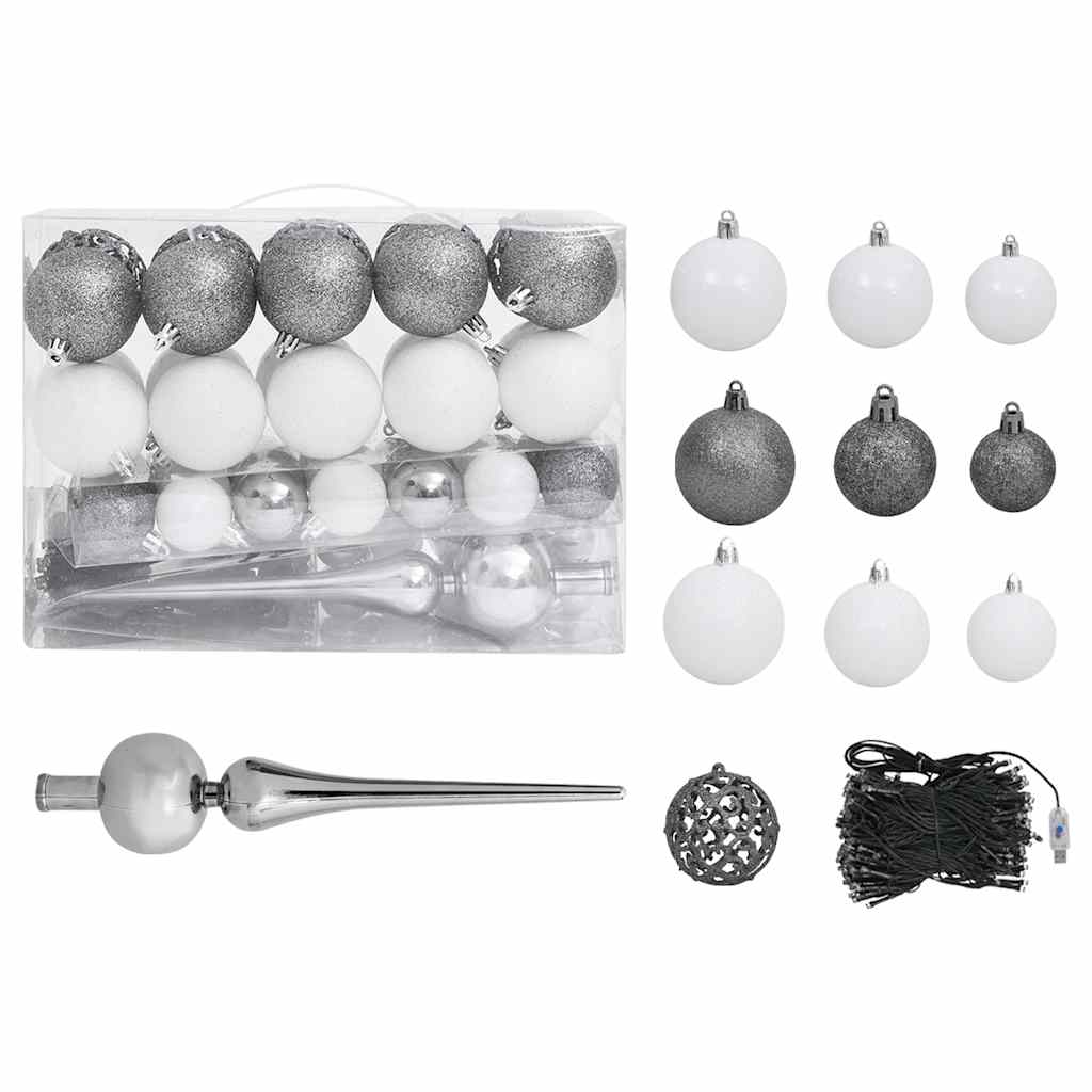 Artificial Pre-lit Christmas Tree with Ball Set White 59.1"