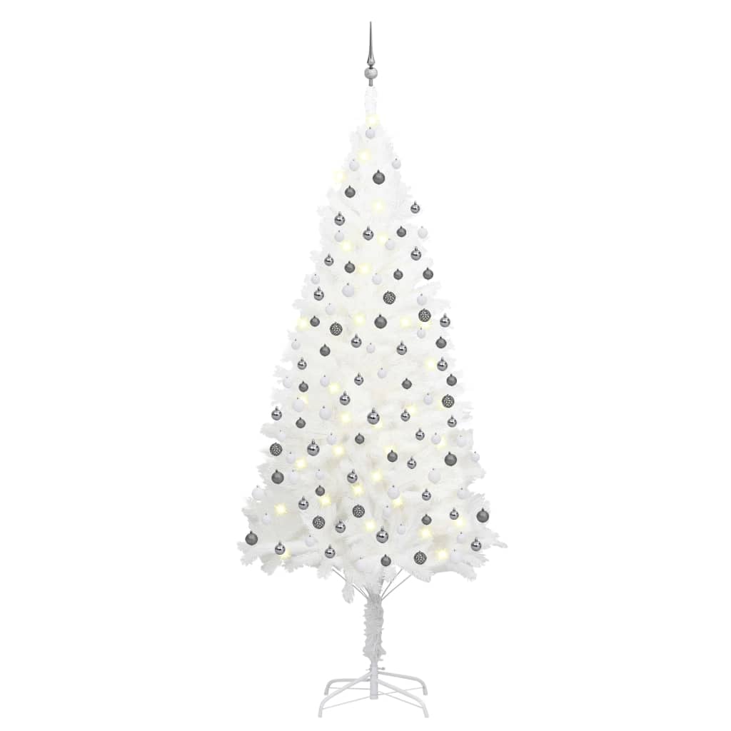 Artificial Pre-lit Christmas Tree with Ball Set White 94.5"