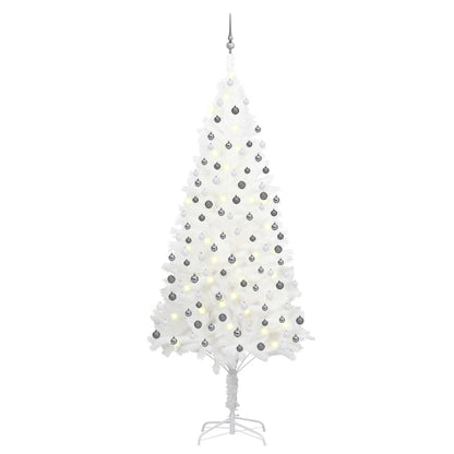 Artificial Pre-lit Christmas Tree with Ball Set White 94.5"
