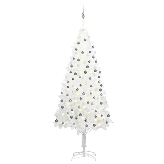 Artificial Pre-lit Christmas Tree with Ball Set White 94.5"