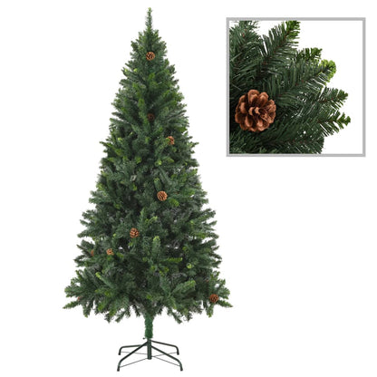 Artificial Pre-lit Christmas Tree with Pine Cones Green 70.9"