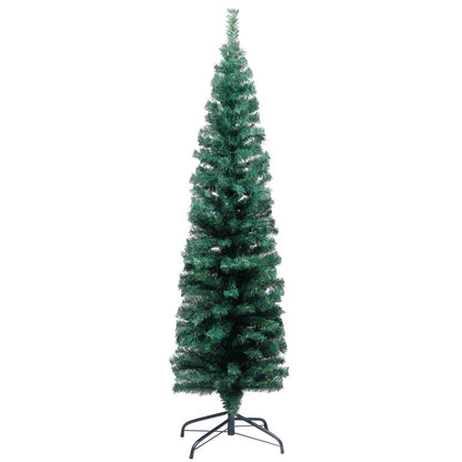 Slim Artificial Pre-lit Christmas Tree with Stand Green 59.1" PVC