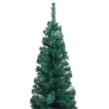 Slim Artificial Pre-lit Christmas Tree with Stand Green 59.1" PVC